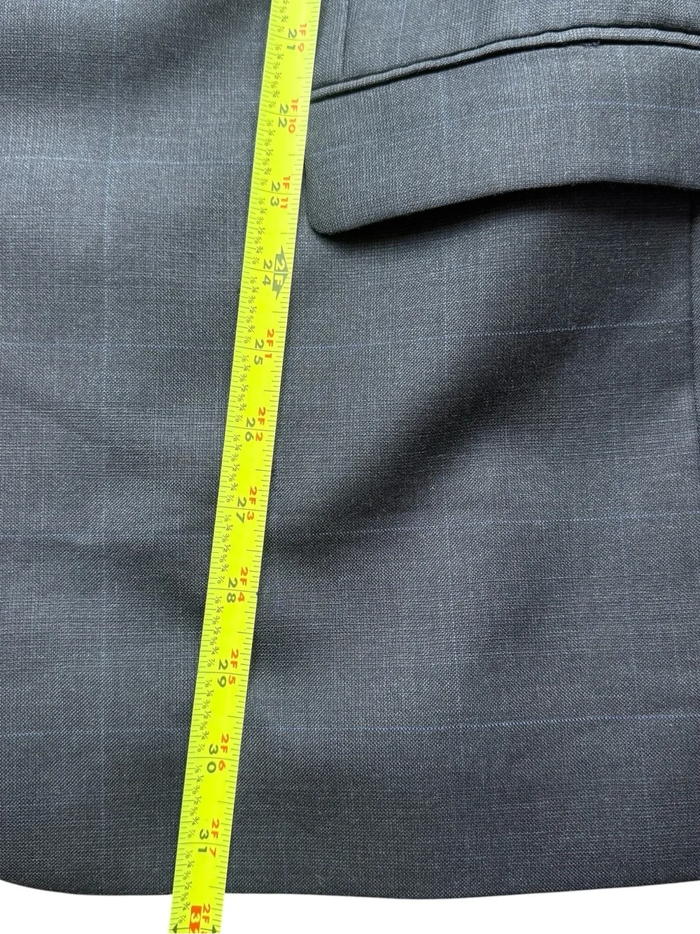 Lauren Ralph Lauren 100% Wool Gray Blue Windowpane Sport Coat Blazer 44R Classic